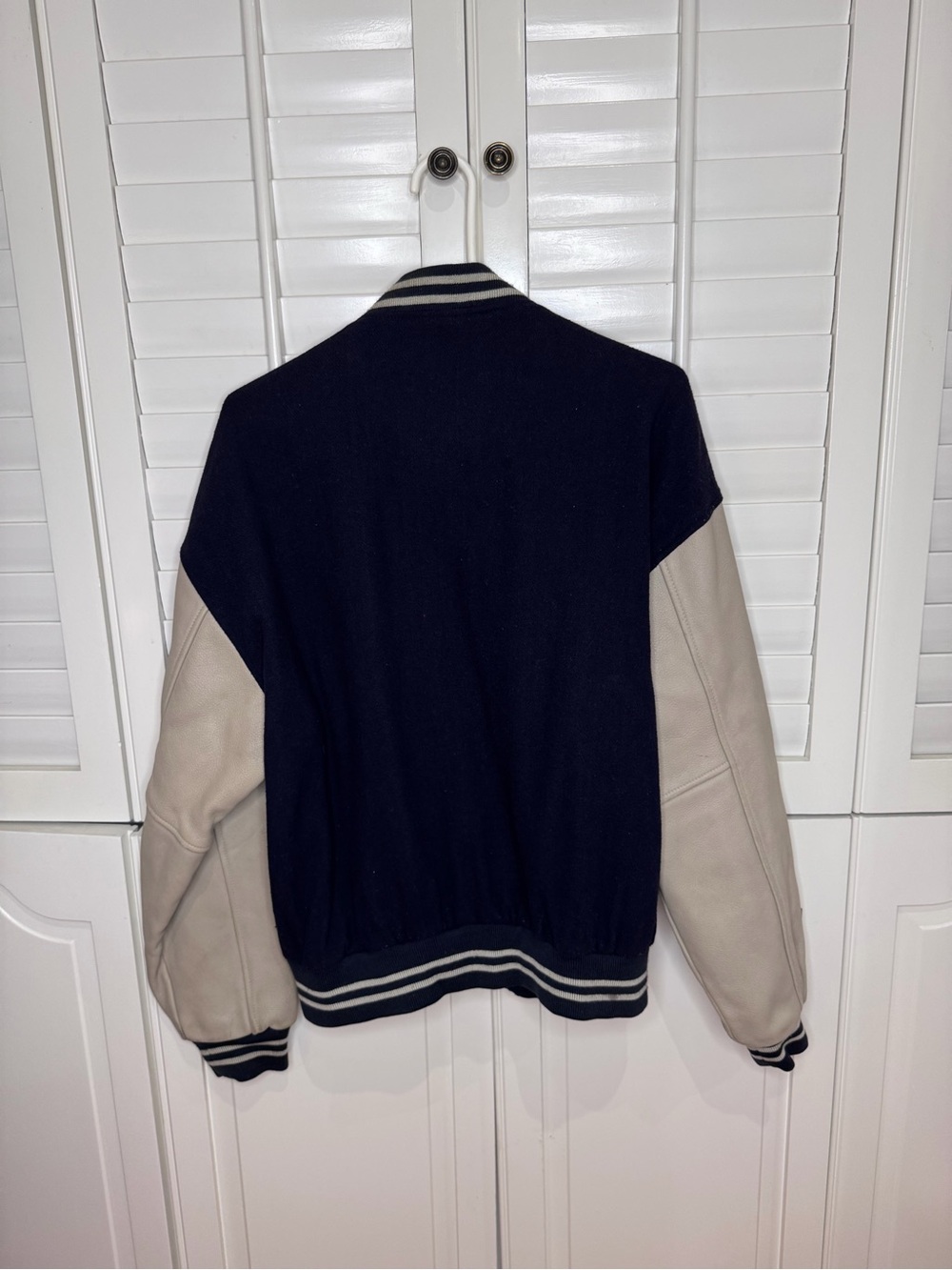 Adler Two-Tone Bomber Jacket in Navy and Light Gray - Picture 2 of 3